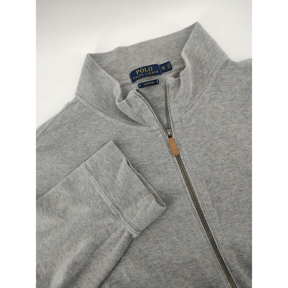 Polo Ralph Lauren Estate Rib Sweater Mens 2XB Grey Excellent Quarter Zip Cotton